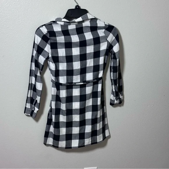 Children’s Place Girls Long Sleeve Plaid Dress‎ Black/White Size M(7/8). - Picture 5 of 7